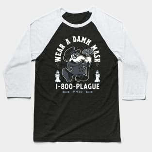 Vintage Cartoon Plague Doctor - Wear a Damn Mask - Macabre Baseball T-Shirt